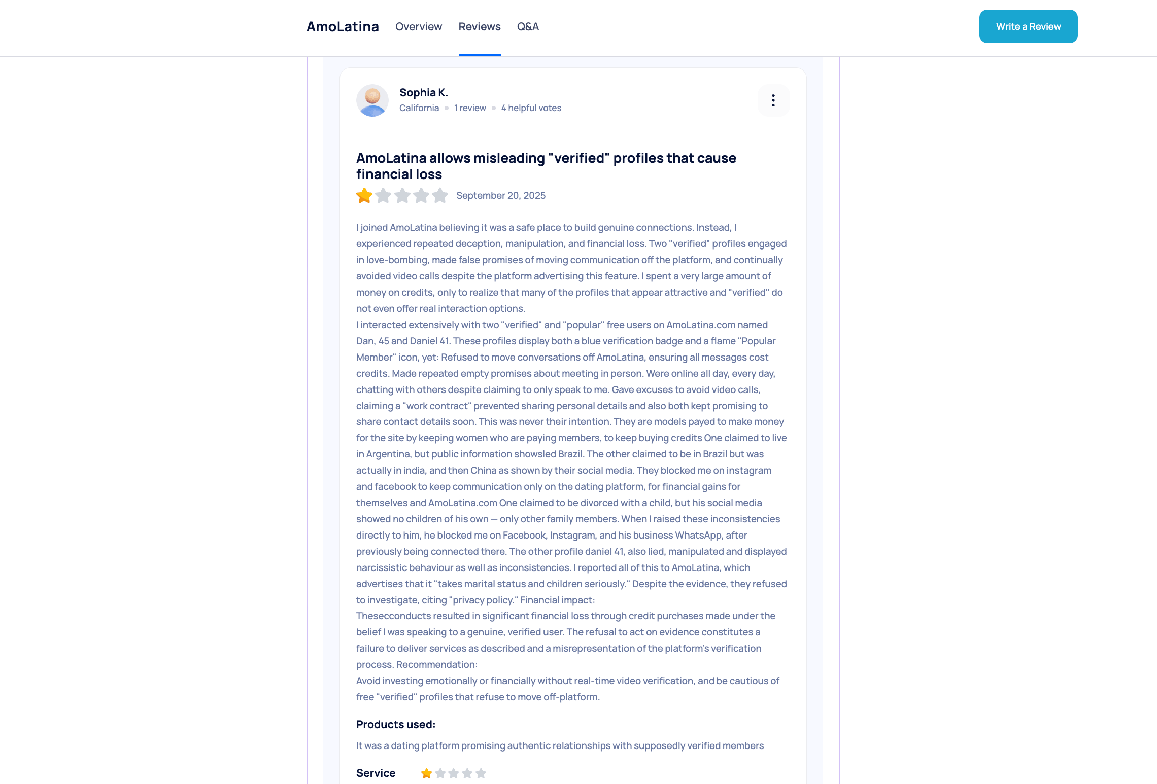 AmoLatina user reviews