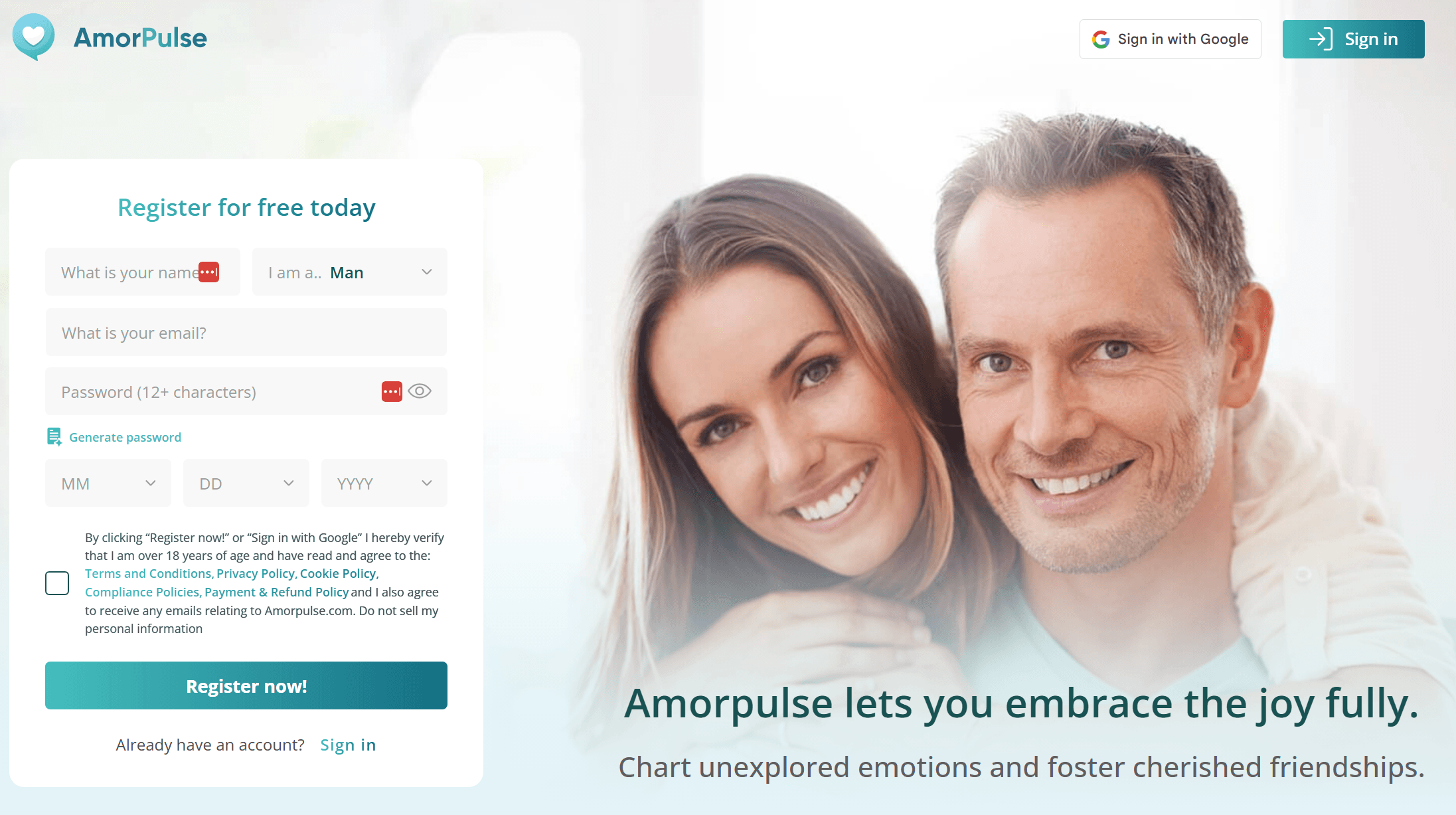 Amorpulse homepage