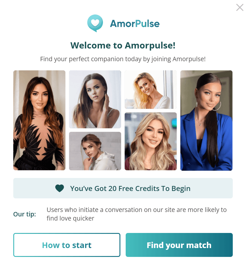 Amorpulse welcome bonus credits