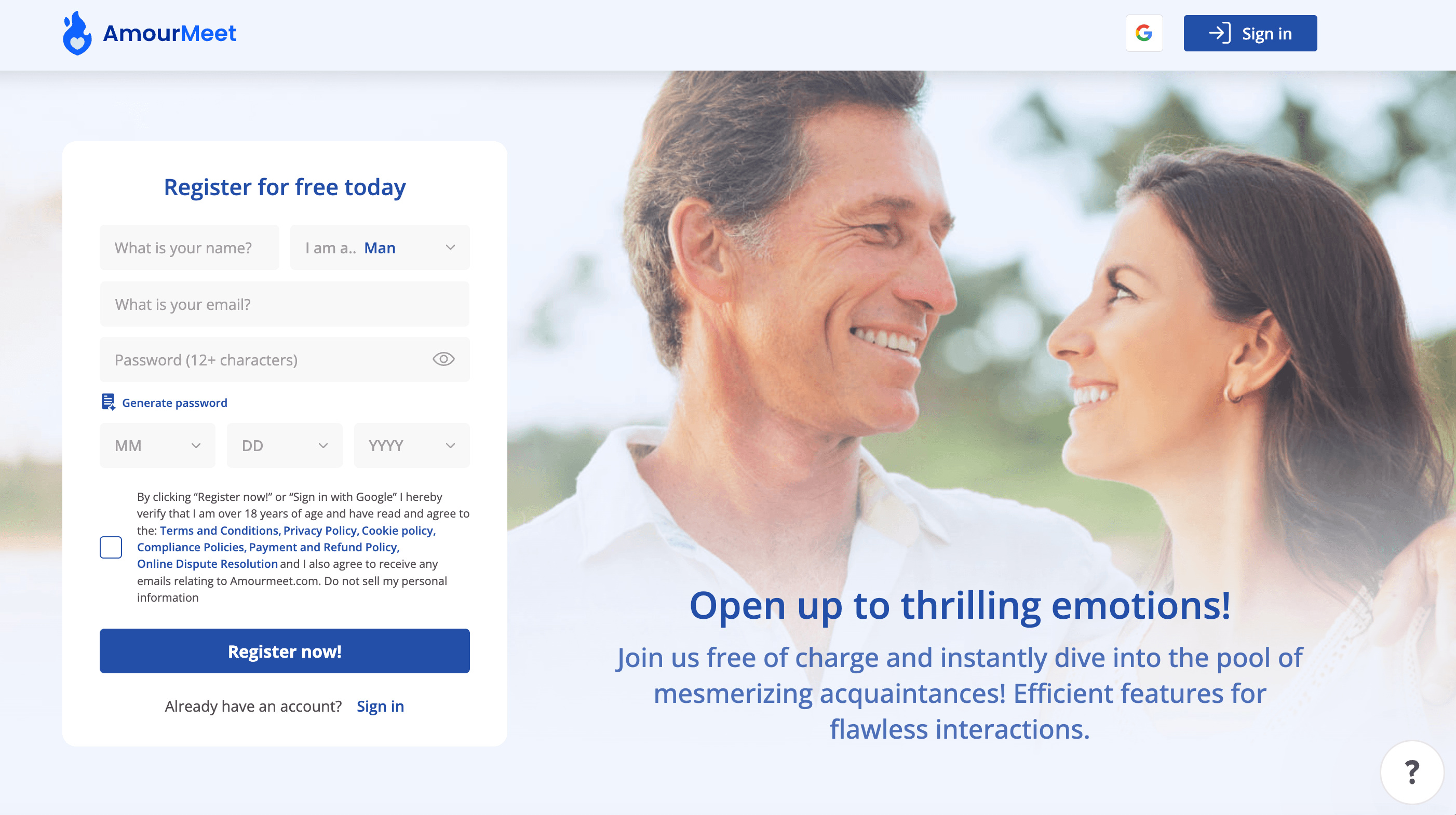 AmourMeet Main Page