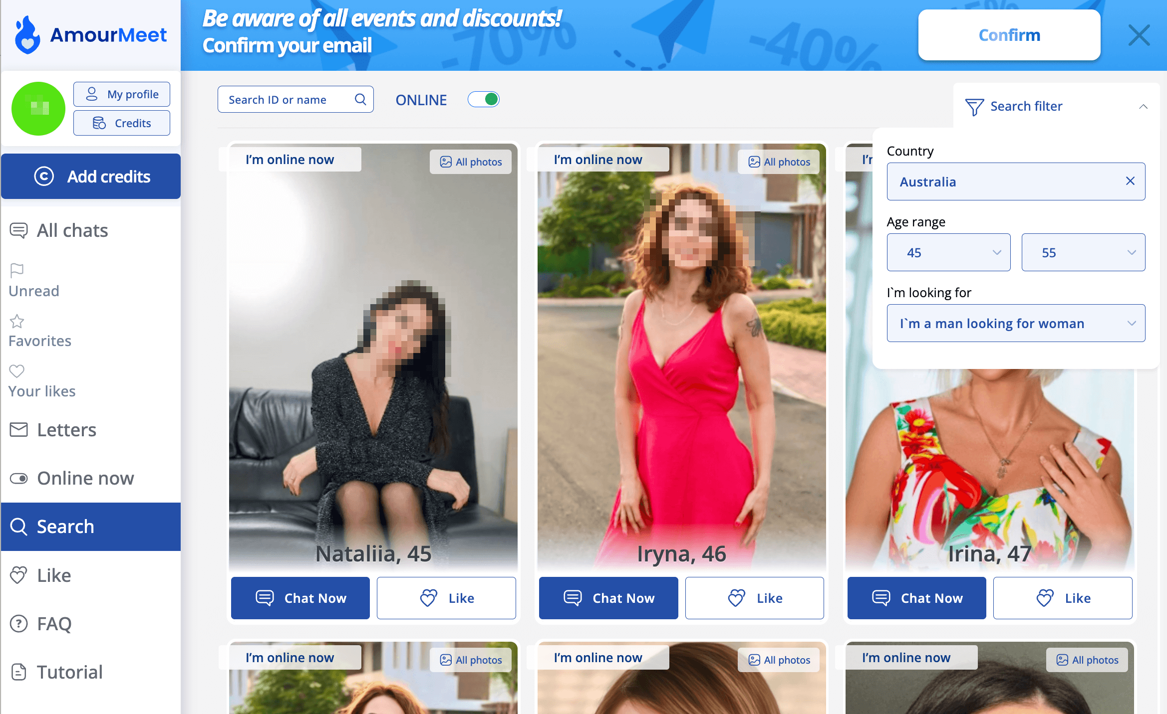Amourmeet Search Filter Does Not Work