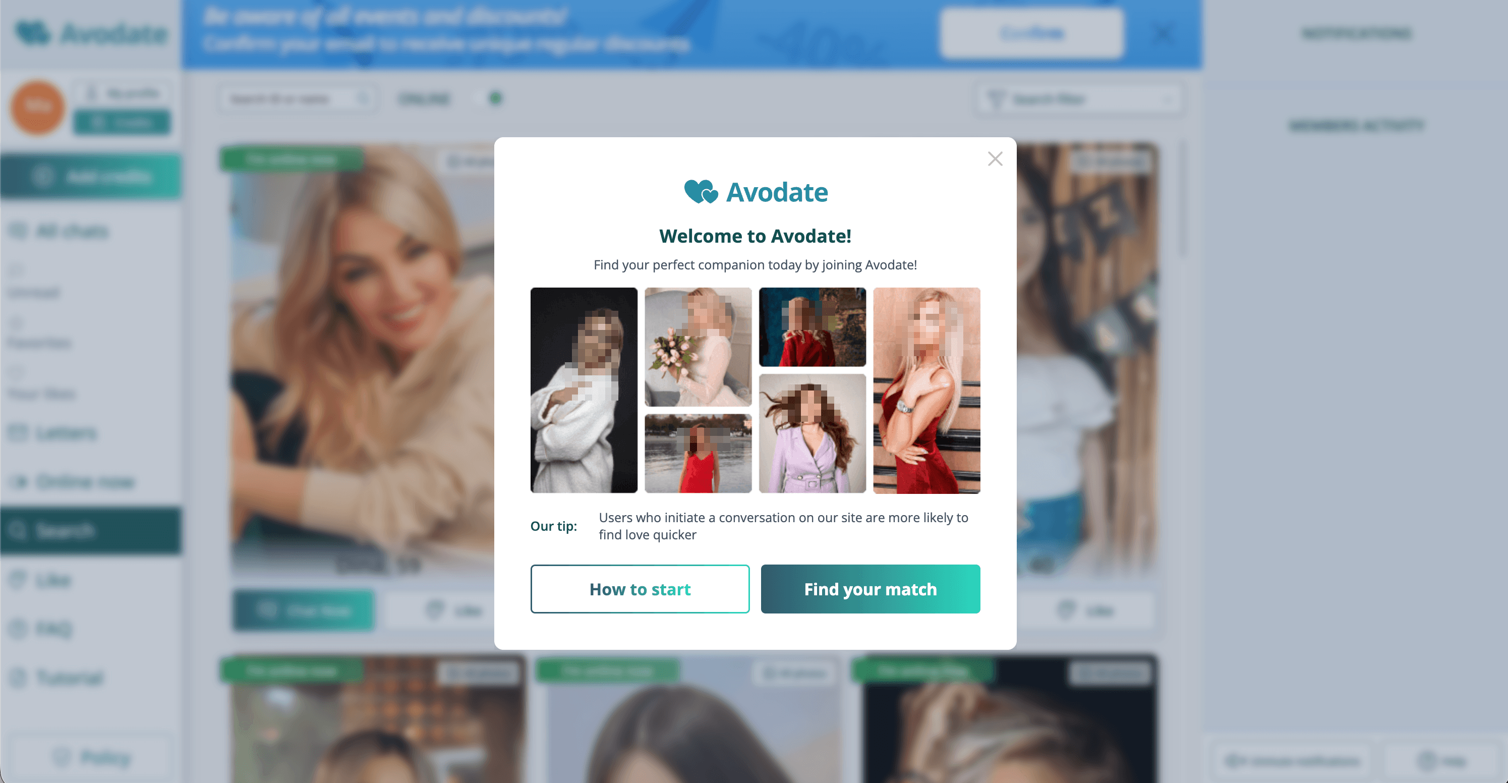 Avodate welcome bonus