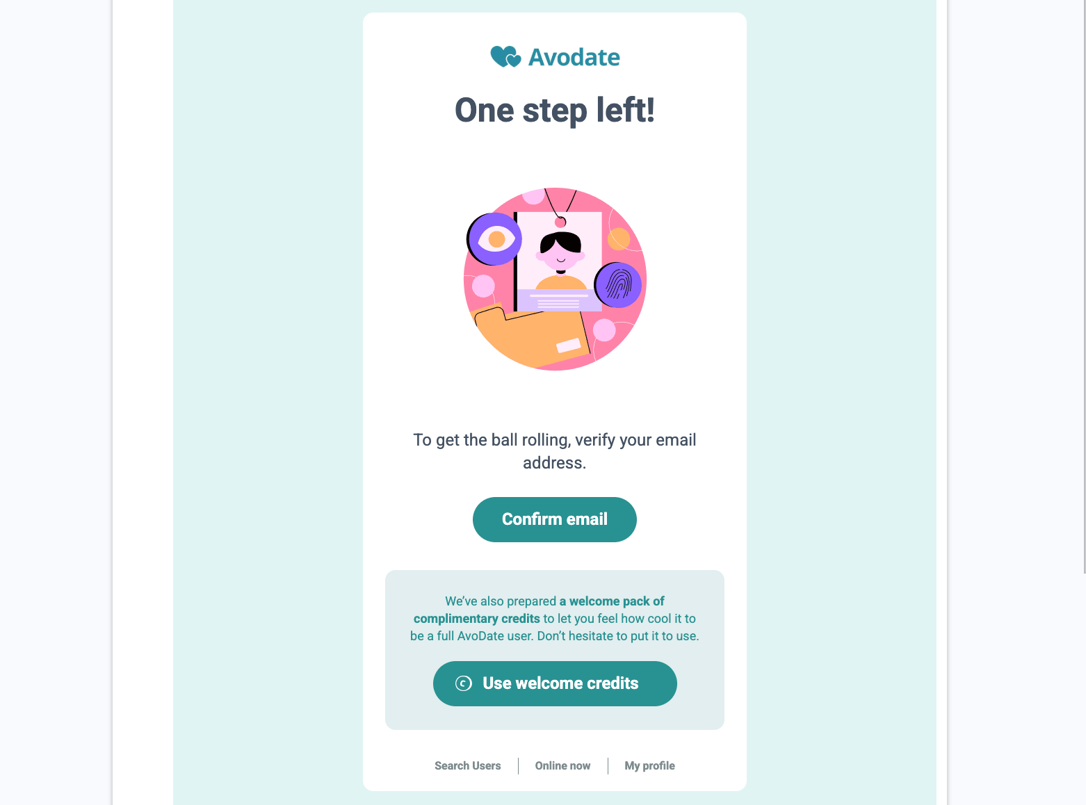 Avodate email confirmation