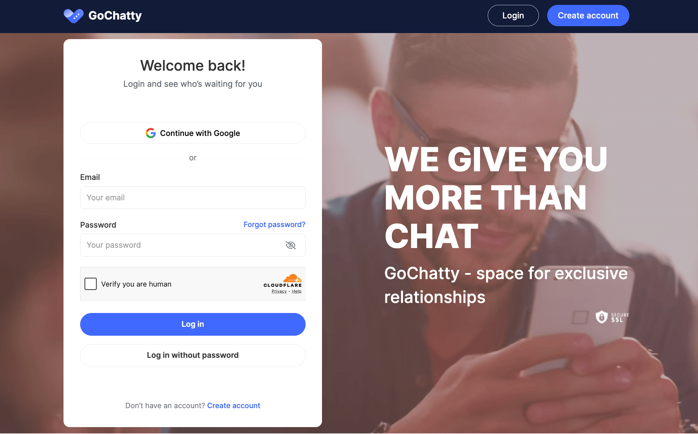 GoChatty homepage