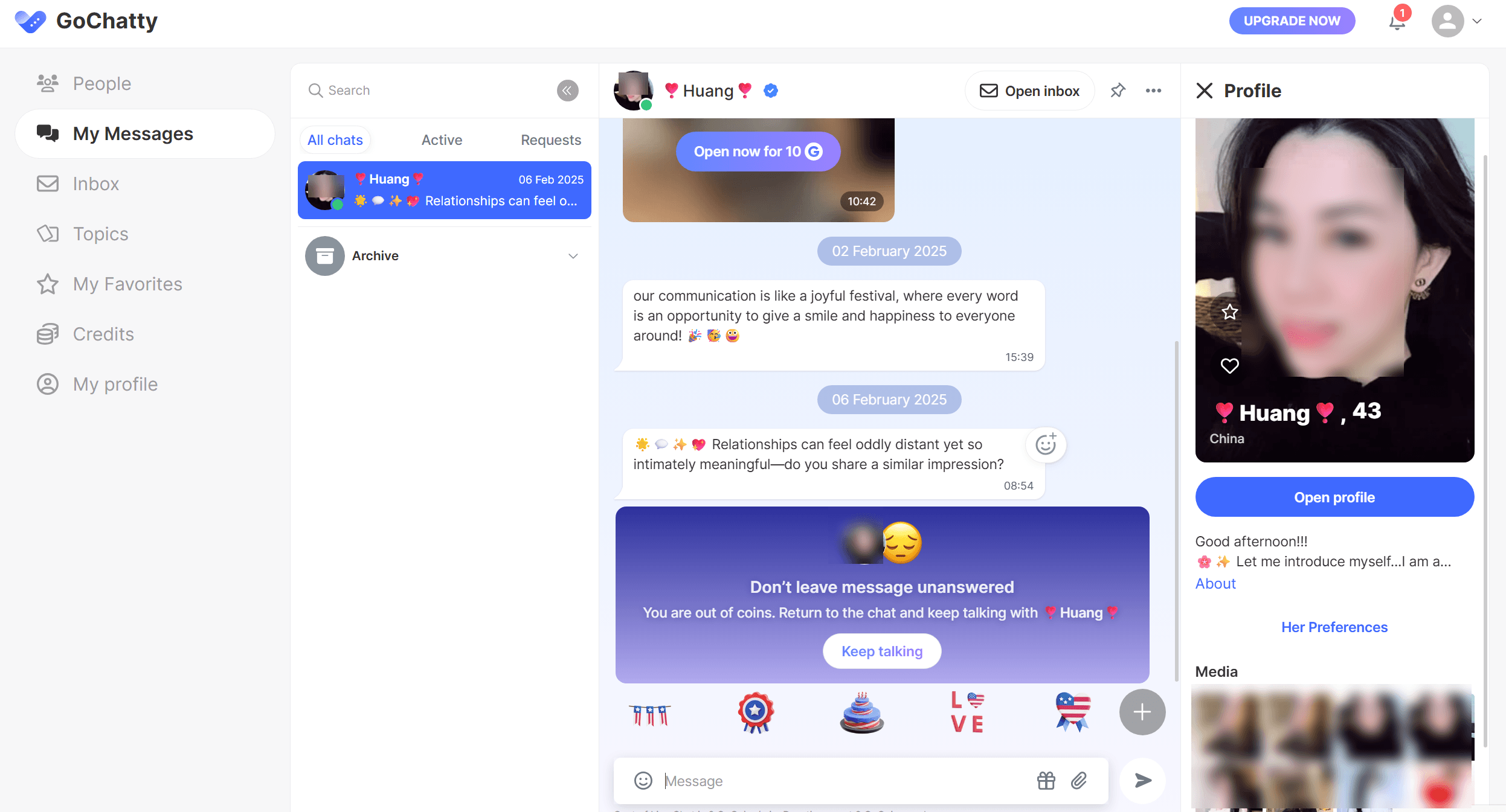 GoChatty live chat interface