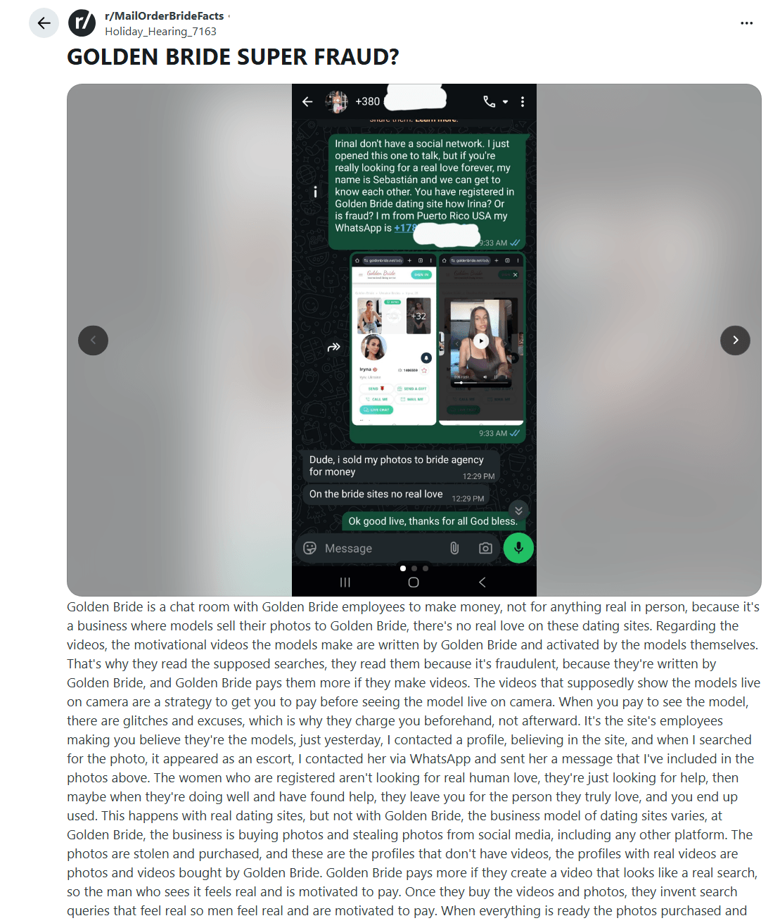 GoldenBride discussion on Reddit