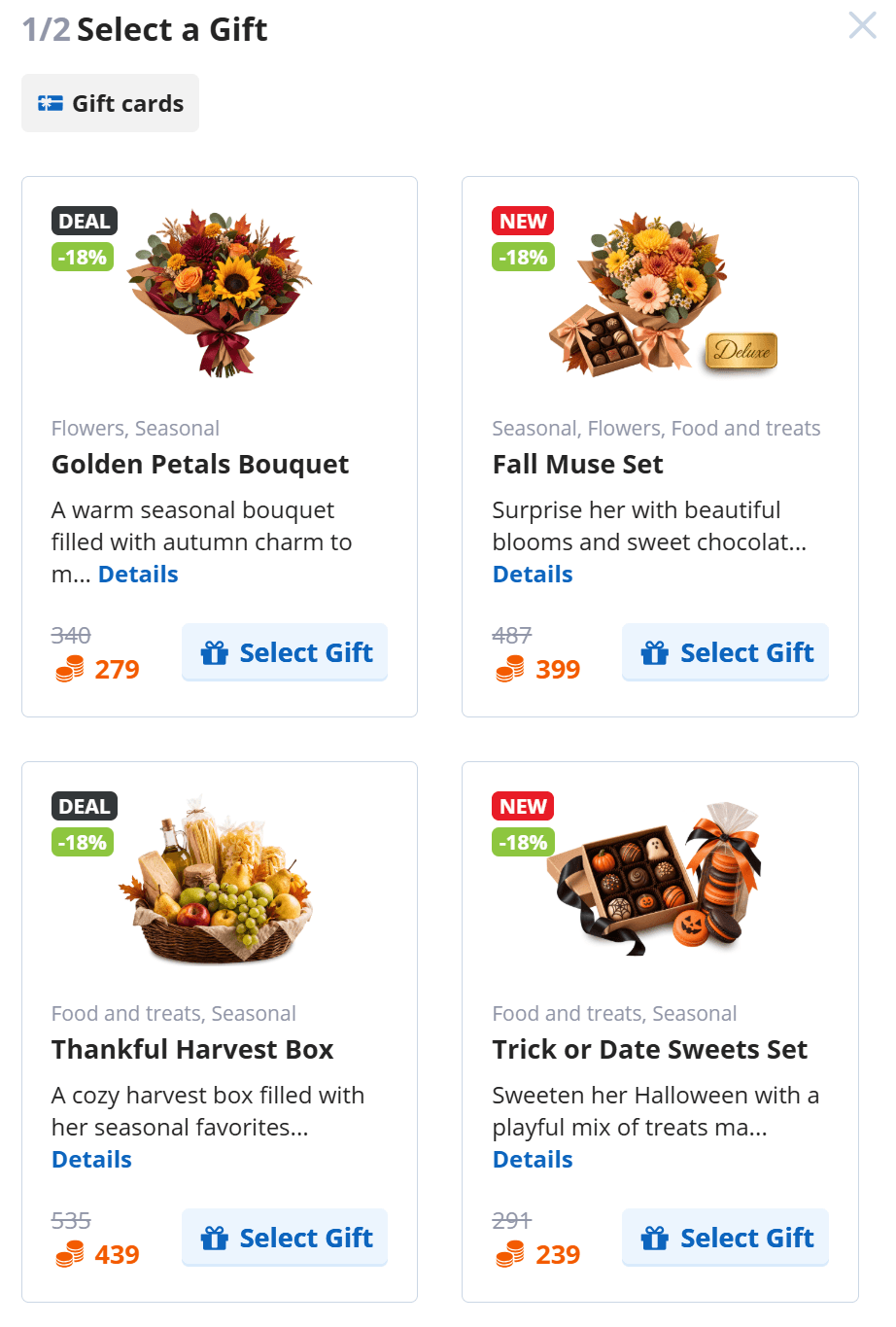 J4L gift and flower delivery prices