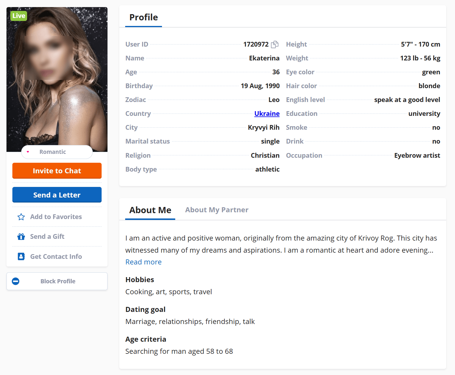 J4L member profile page