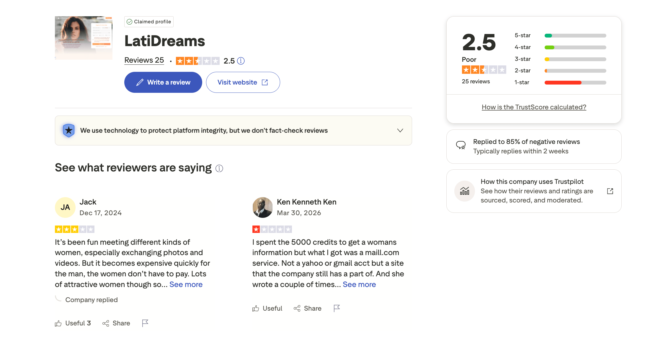 Latidreams Trustpilot
