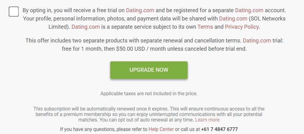 LatinAmericanCupid subscription terms fine print