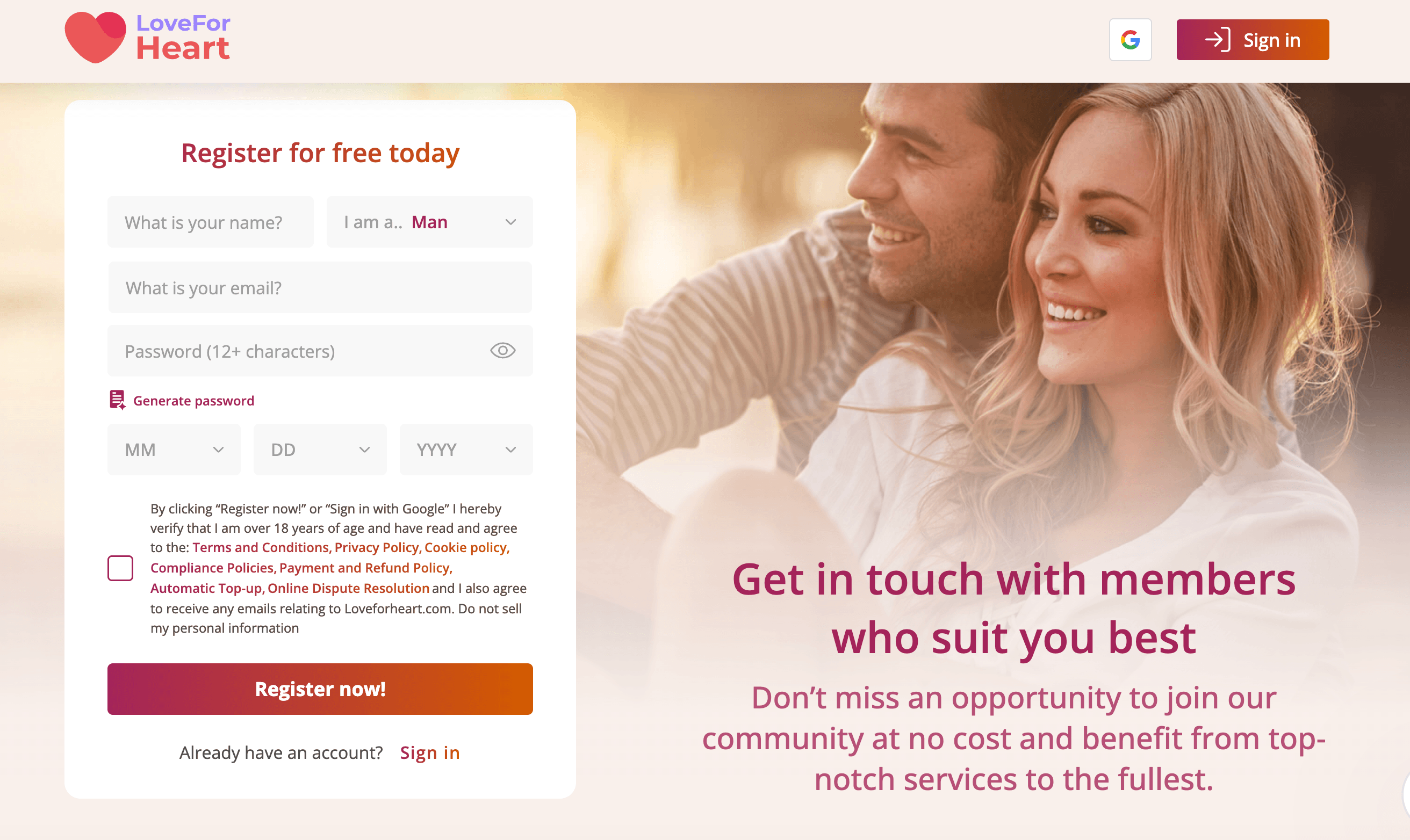 LoveForHeart Main Page