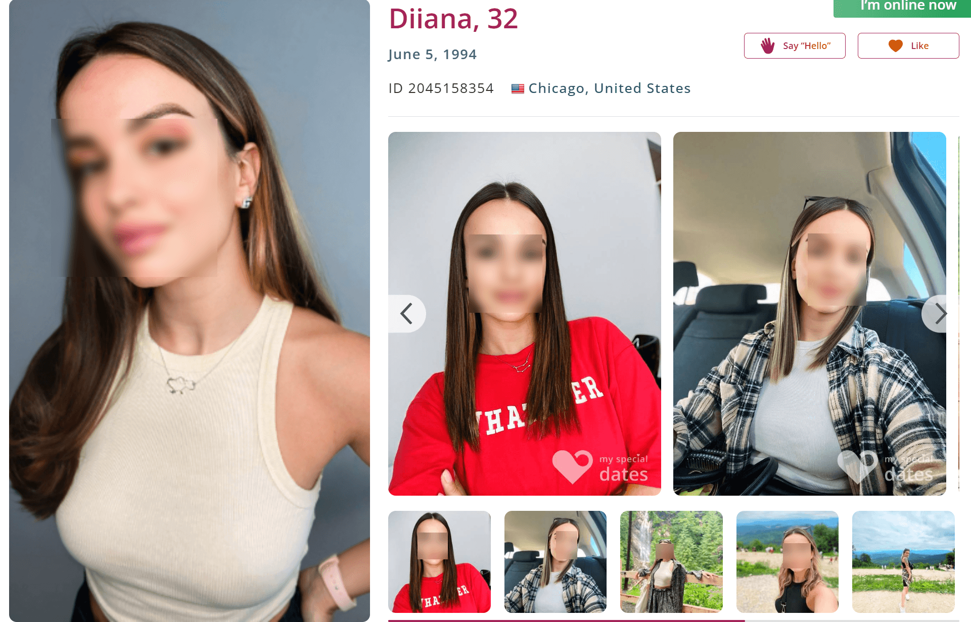 MySpecialDates member profile with a photo gallery