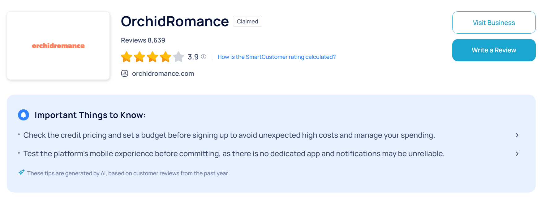 OrchidRomance reviews on SmartCustomer
