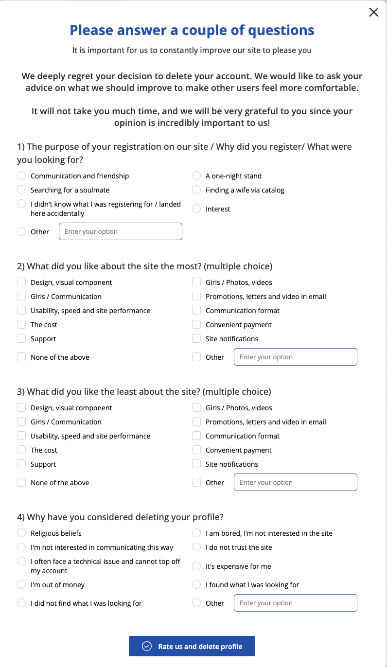 SakuraDate Delete Profile